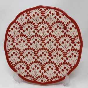 The Pioneer Woman Betsy Salad Plate Red White 8.5" Scallop Edge Colorful